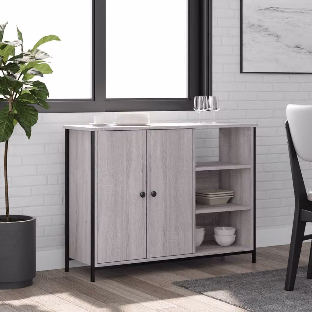Berkfield Home Sonoma Sideboard in Grey, W/D/H: 100 x 33 x 75 cm – 2