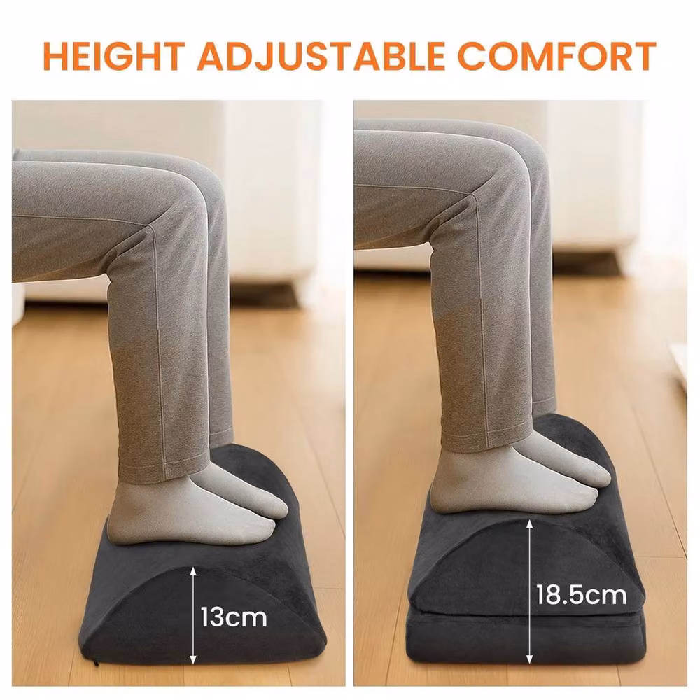 Havendro Adjustable 2-Height Memory Foam Desk Footrest in Black, W/D/H: 43.5 x 43.5 x 18.5 cm – 6