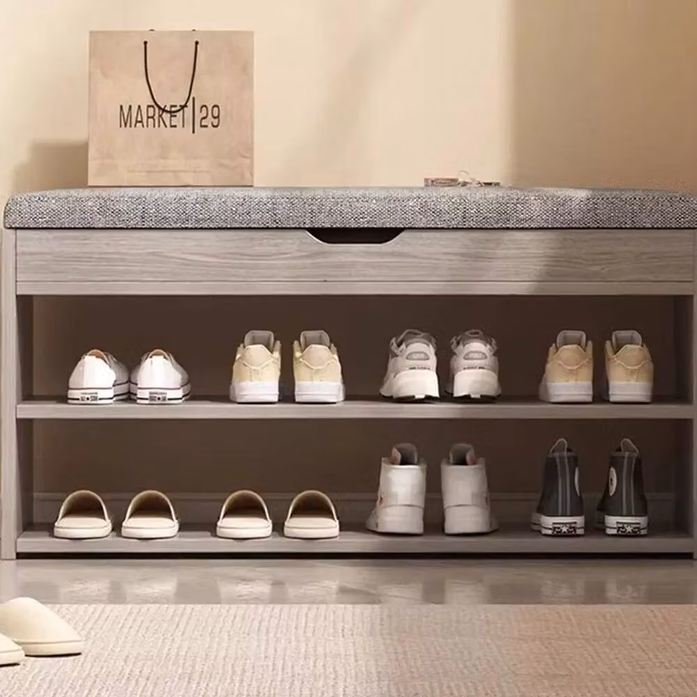 Hinsinc Grey Shoe Storage Bench and Rack Organiser for Hallways, W/D/H: 50 x 24 x 44 cm – 5