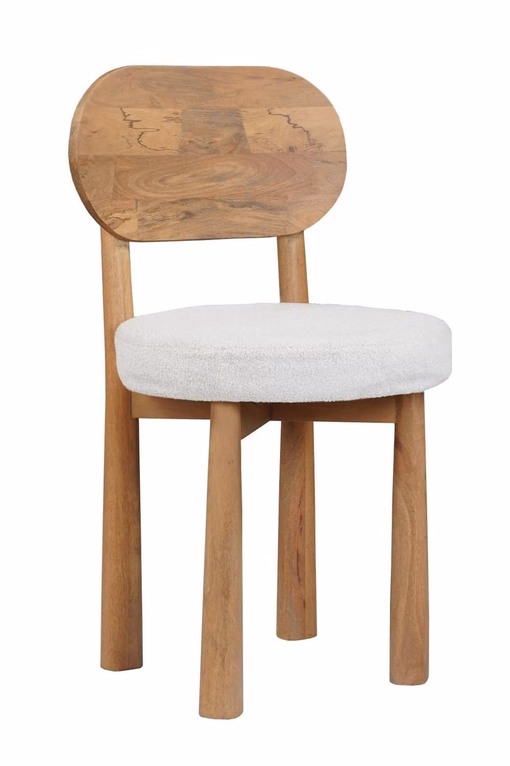 IH Design Ajmer Mango Wood Dining Chairs Set of 2 with Beige Bouclé Fabric – 2