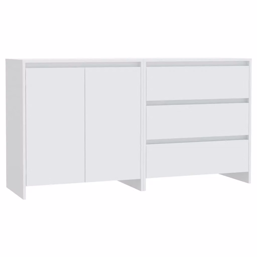 Berkfield Home 2 Piece Modern White Matt Engineered Wood Sideboard – 2