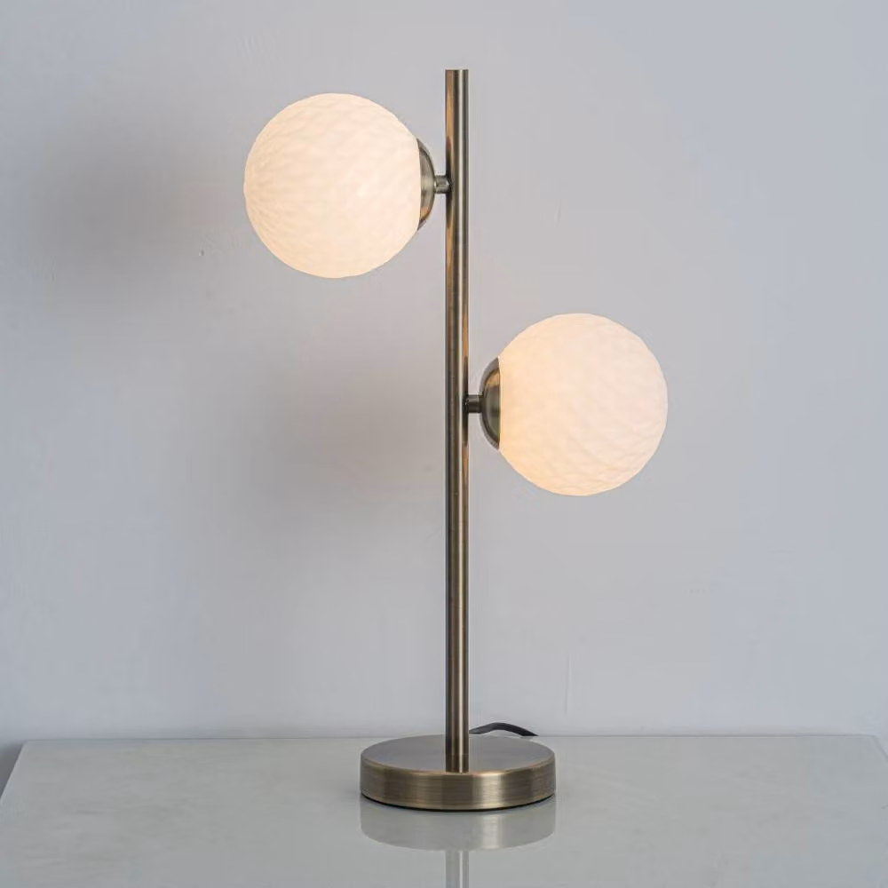 Pagazzi Lighting Lior 2 Light Table Lamp in Gold and Antique Brass with Glass Spheres – 2