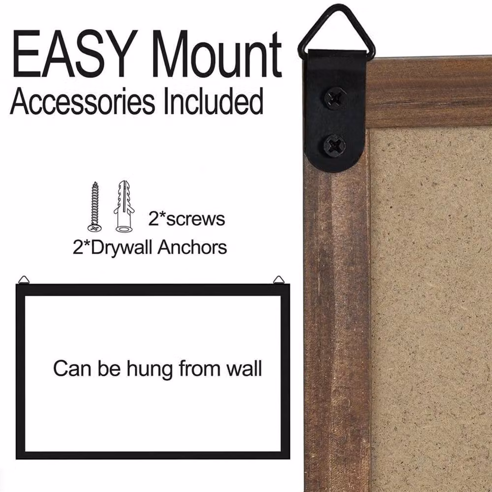 Havendro Large Rectangular Wooden Chalkboard with 4 Hooks and Shelf in Black or Brown – 6