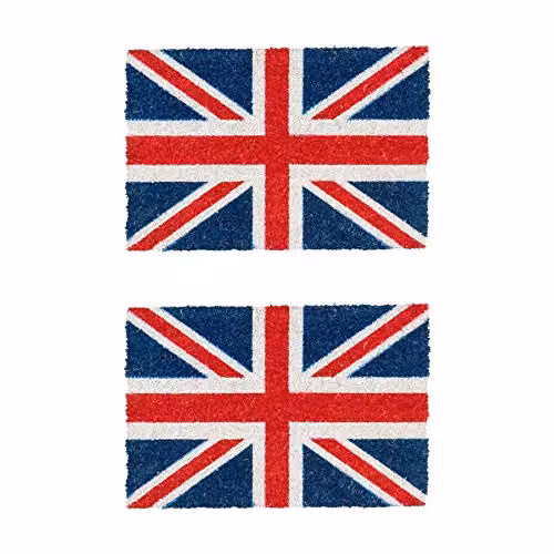 Nicola Spring Union Jack Coir Door Mats, Pack of 2, Multicolour, W: 60 cm, D: 40 cm
