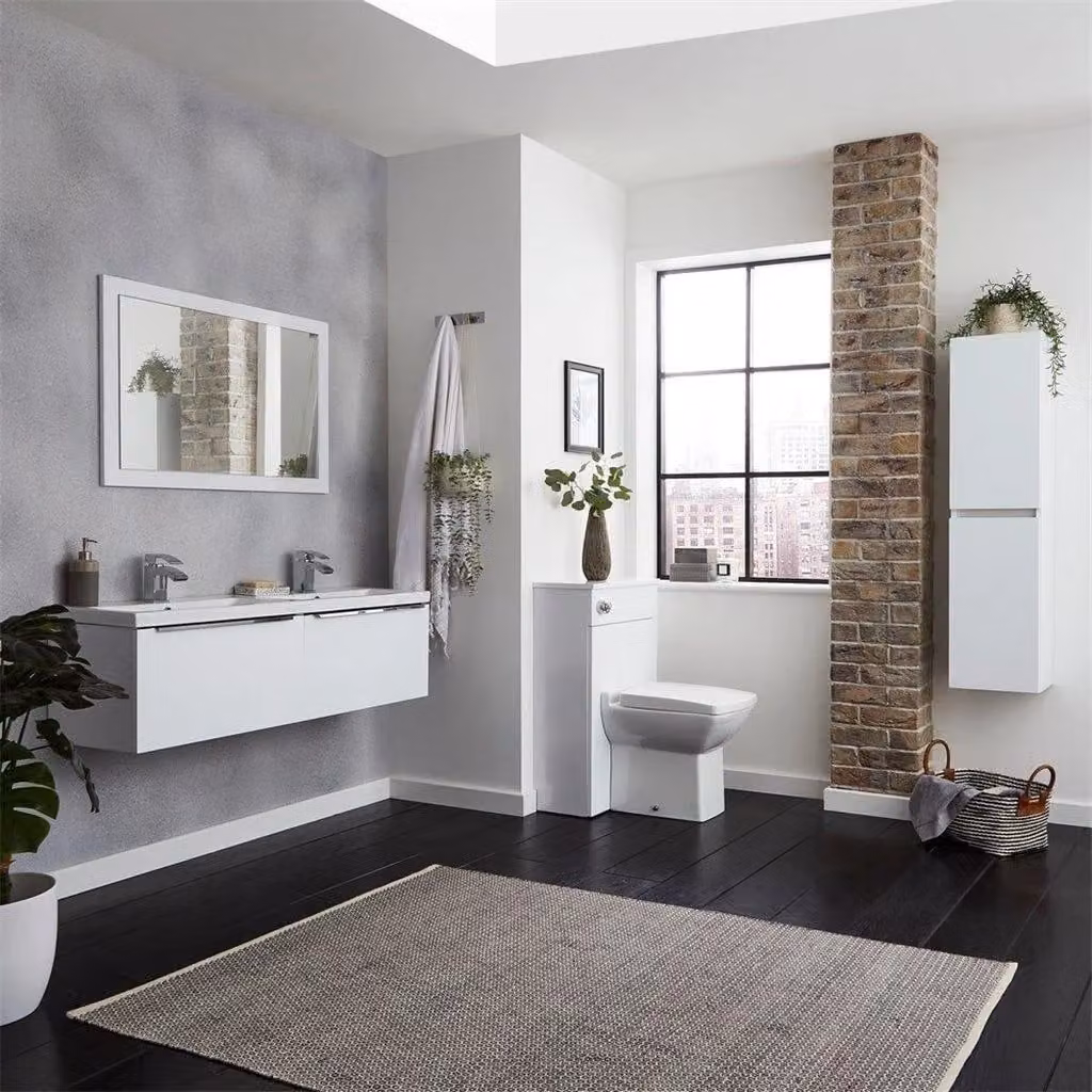 Clifton Gloss White 500mm Bathroom Wall Mounted Unit and Basin W/D/H: 50 x 37.5 x 35.5 cm – 1