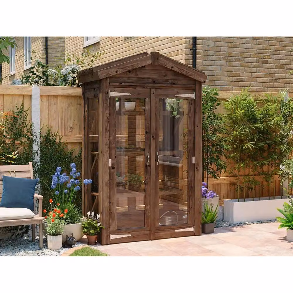Dunster House Wooden Sprouthouse Greenhouse in Brown, W: 120 cm, D: 60 cm – 2