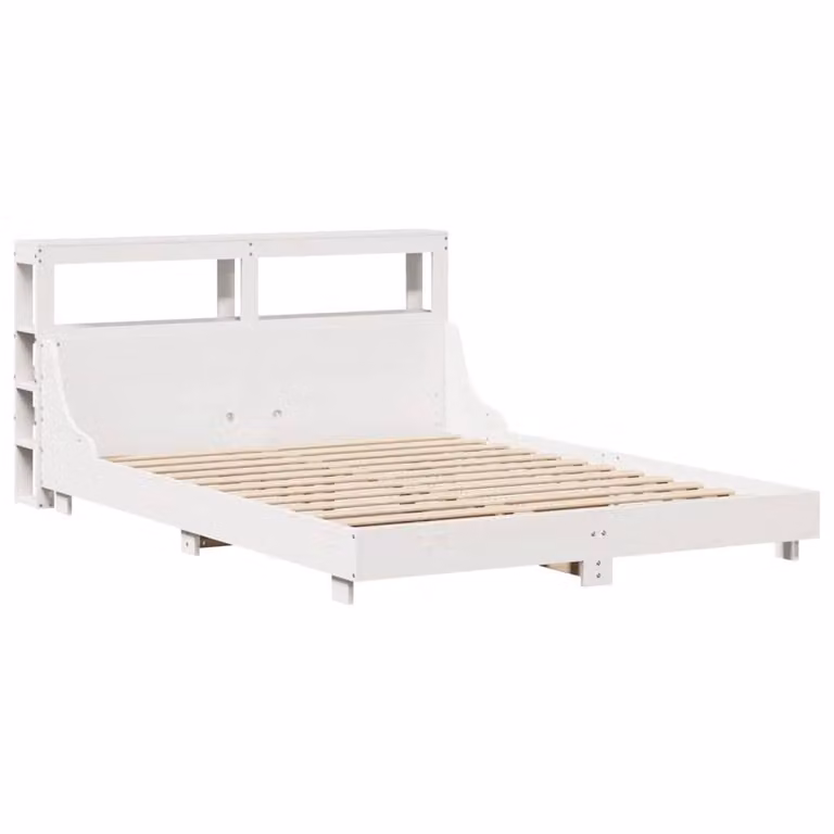 Berkfield Home Small Double Bed Frame in White Solid Pine Wood, W/D/H: 120 x 200 cm