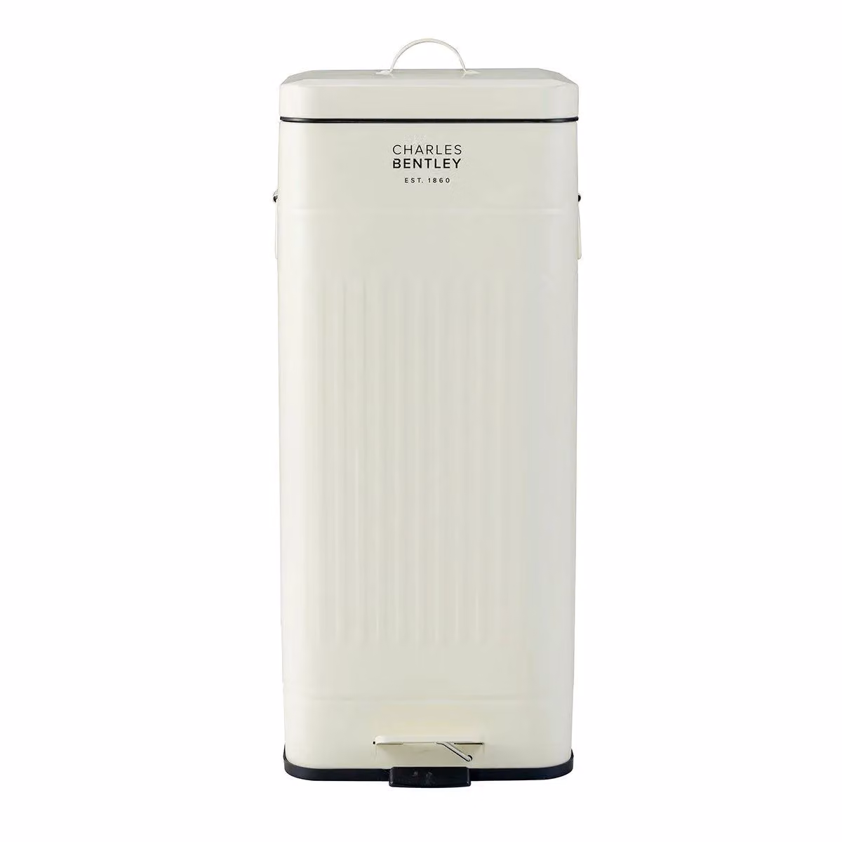 Charles Bentley 30 Litre Steel Retro Kitchen Pedal Waste Bin with Removable Inner Bucket, Cream, H 67 x W 28 x D 28 cm – 2