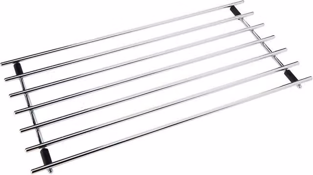 dexam Chrome Rectangular Metal Trivet for Hot Dishes in Silver