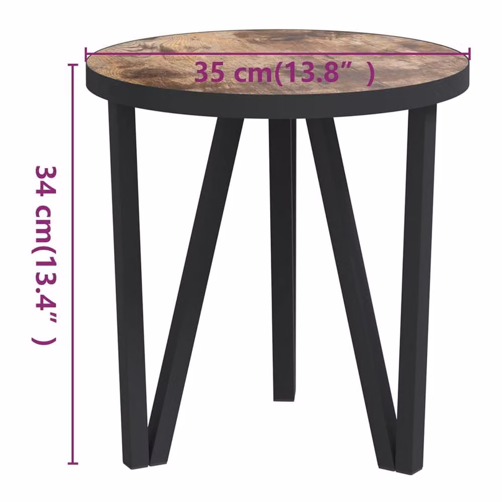 Berkfield Home Round MDF Tea Table in Black, Yellow and Brown, Diameter: 35 cm – 4