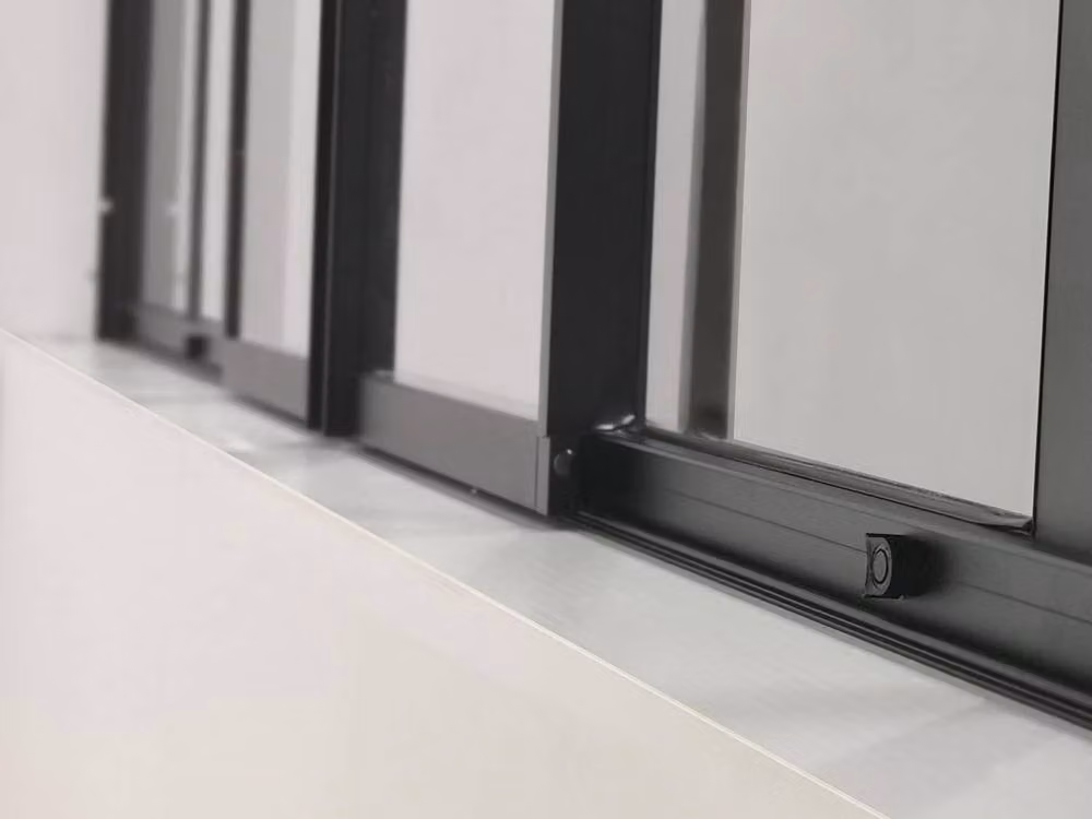 Vente-unique Ravena Industrial Sliding Glass Partition, Black Powder-Coated Aluminium, W: 180 cm, H: 105 cm – 3
