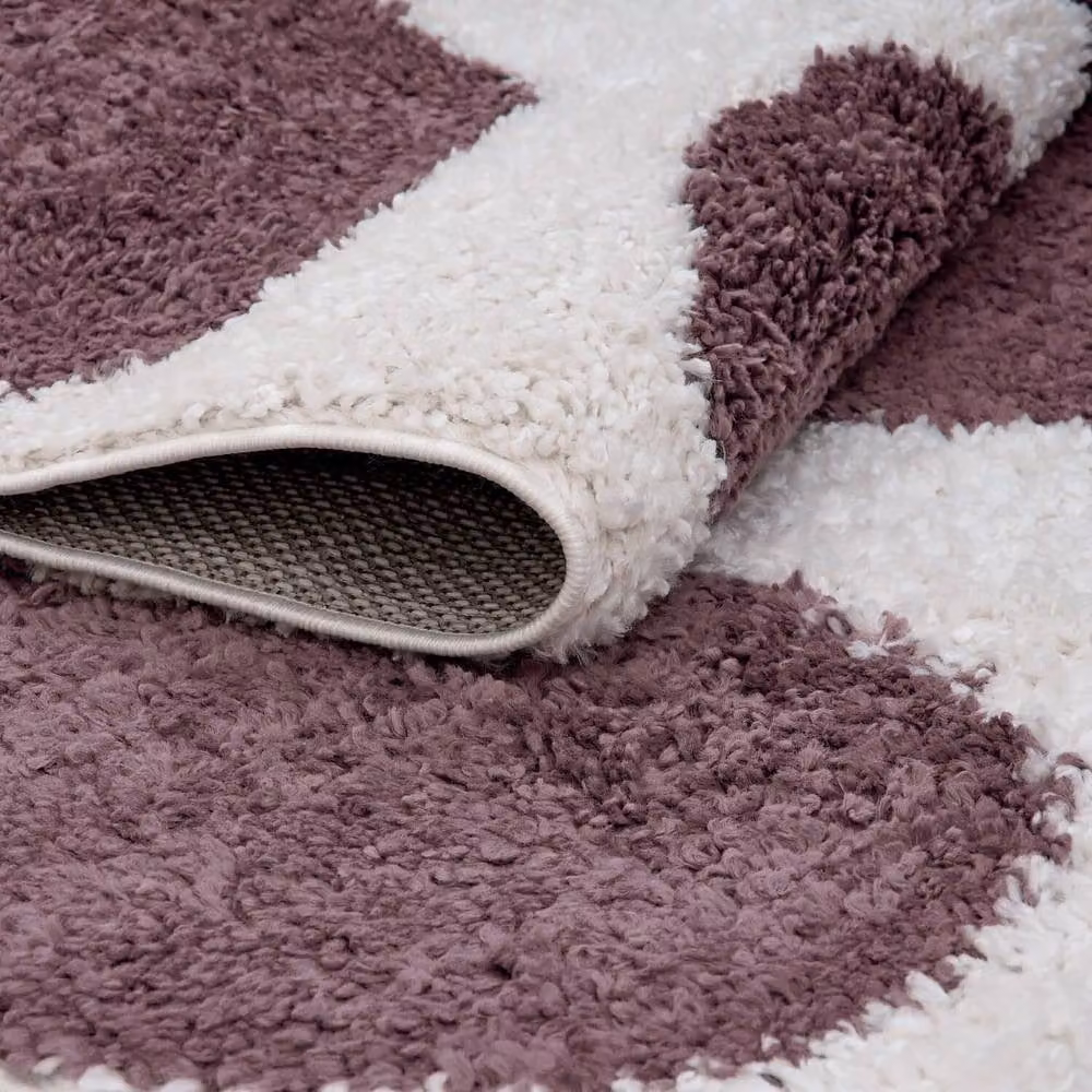 THE RUGS Moodi Pebble Design Shaggy Soft High Pile Living Room Rug in Purple, W: 80 cm, L: 150 cm – 4