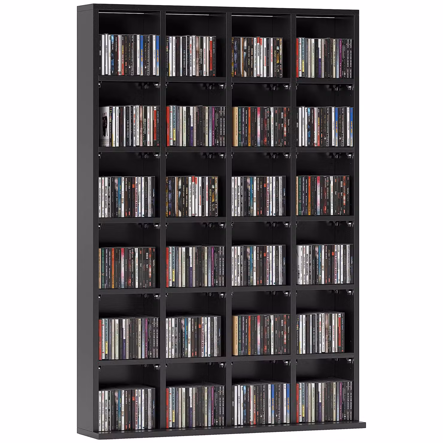 HOMCOM Modern DVD and CD Media Storage Rack with Adjustable Shelves, Black and Natural – 2
