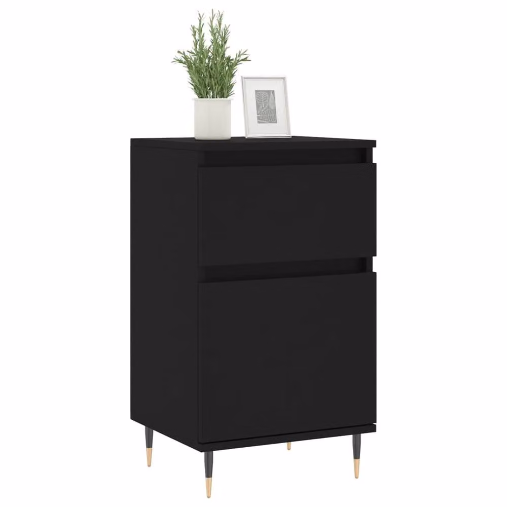 Berkfield Home Set of 2 Black Sideboards in Engineered Wood, W/D/H: 40 x 35 x 70 cm – 3