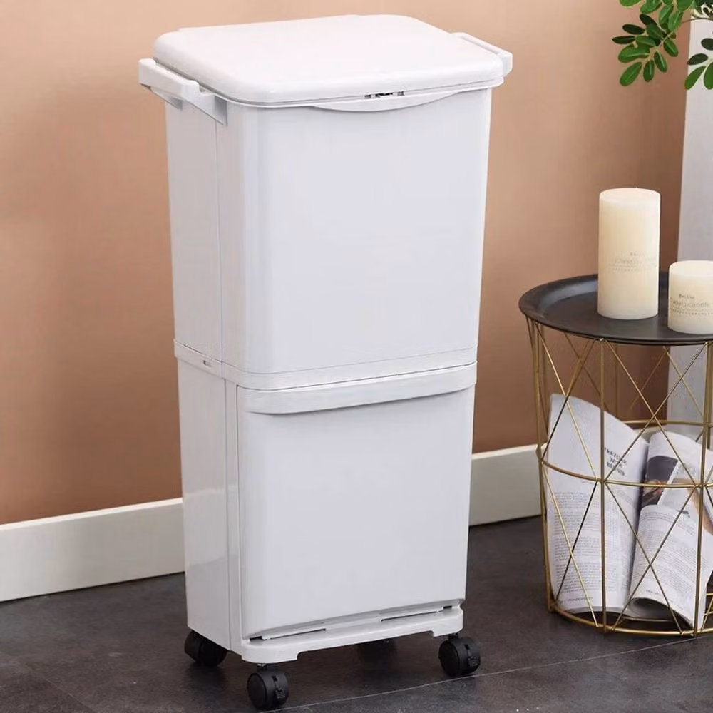 FORGEVIO White Dual Kitchen Rubbish and Recycling Bin with Flip Lid – 2