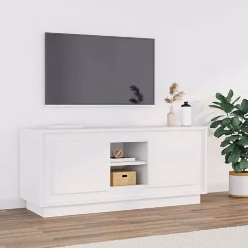 vidaXL Modern White TV Cabinet Media Unit Made of MDF, W/D/H: 102 x 35 x 45 cm – 2