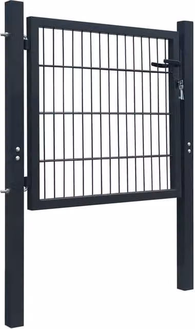 Berkfield Home 2D Single Steel Fence Swing Gate, Anthracite Grey, W: 106 cm, H: 130 cm