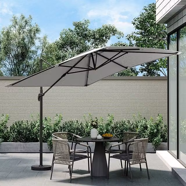 Breeins 2.5m Cantilever Parasol with Fillable Base in Light Grey