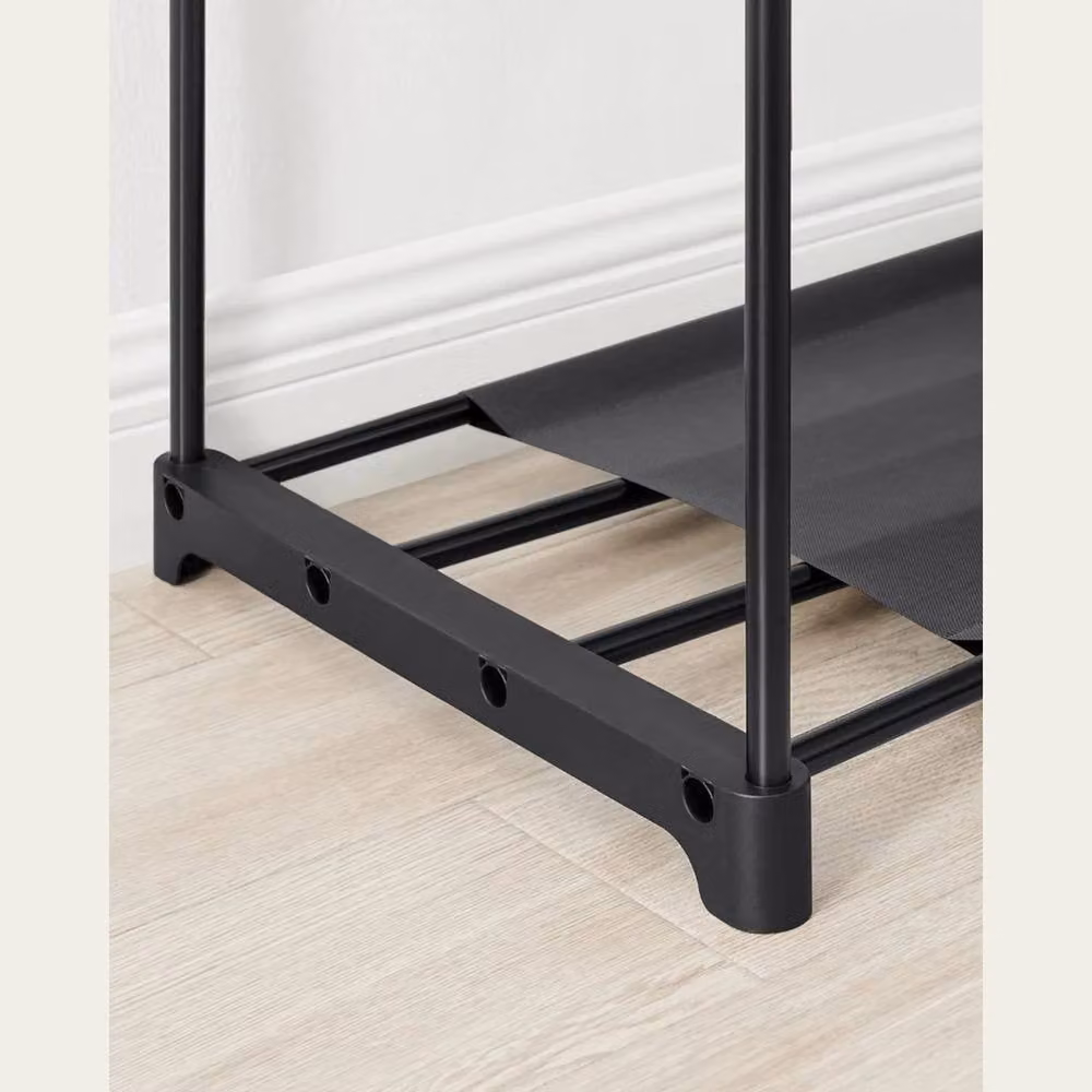 FORGEVIO Industrial Metal Open Wardrobe Clothes Rail Bedroom Storage Unit in Matt Black, W/D/H: 182 x 43 x 43 cm – 1