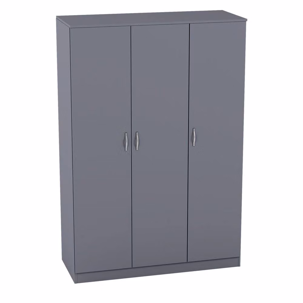 HD Designs Riano 3 Door Wardrobe in Grey with Hanging Rod and Internal Shelves – 2