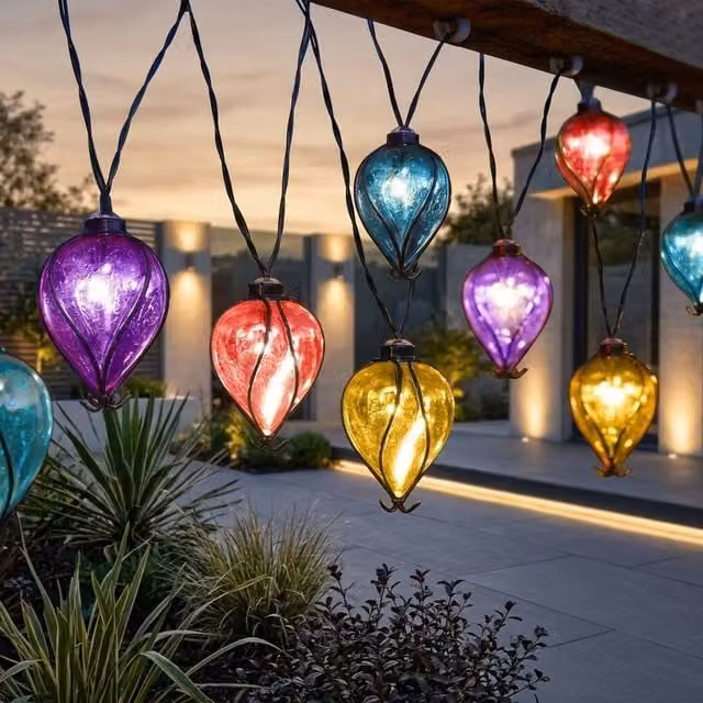 Garden Greatness Rainbow Balloon Solar LED String Lights in Multicolour with Warm White Light