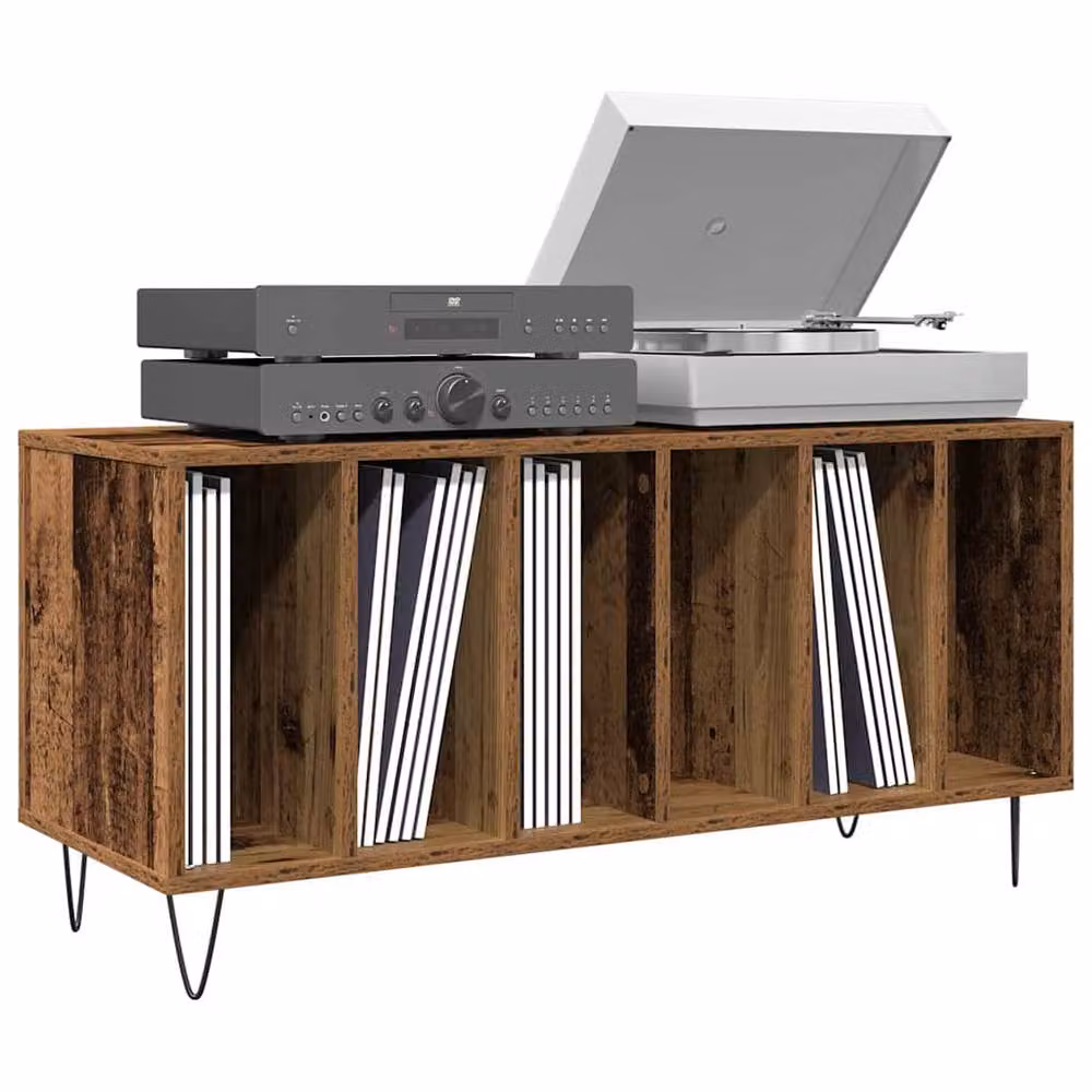 Berkfield Home Old Wood Record Cabinet in Brown, W/D/H: 100 x 38 x 48 cm – 3