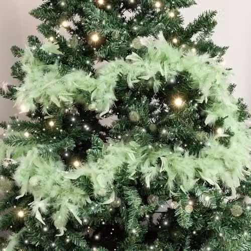Melody Maison Large Pale Mint Green Feather Boa Christmas Garland, Length: 182 cm – 1