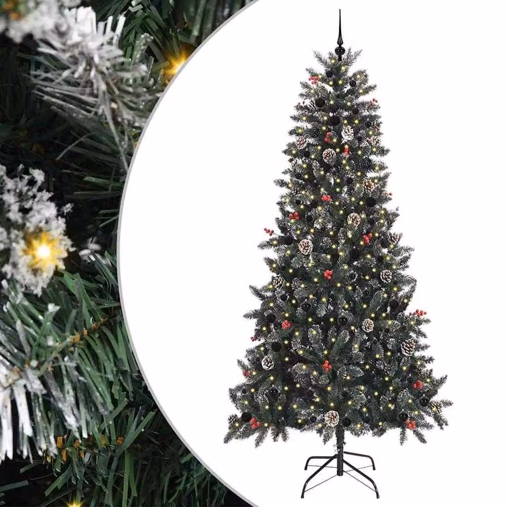 Berkfield Home Artificial Christmas Tree with 300 LEDs, Green, W/D/H: 96 x 96 x 240 cm – 2