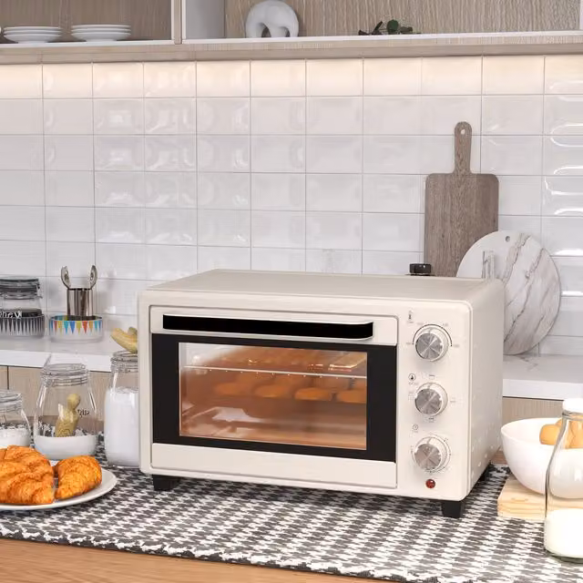 HOMCOM 21L Mini Electric Convection Oven with Timer in White