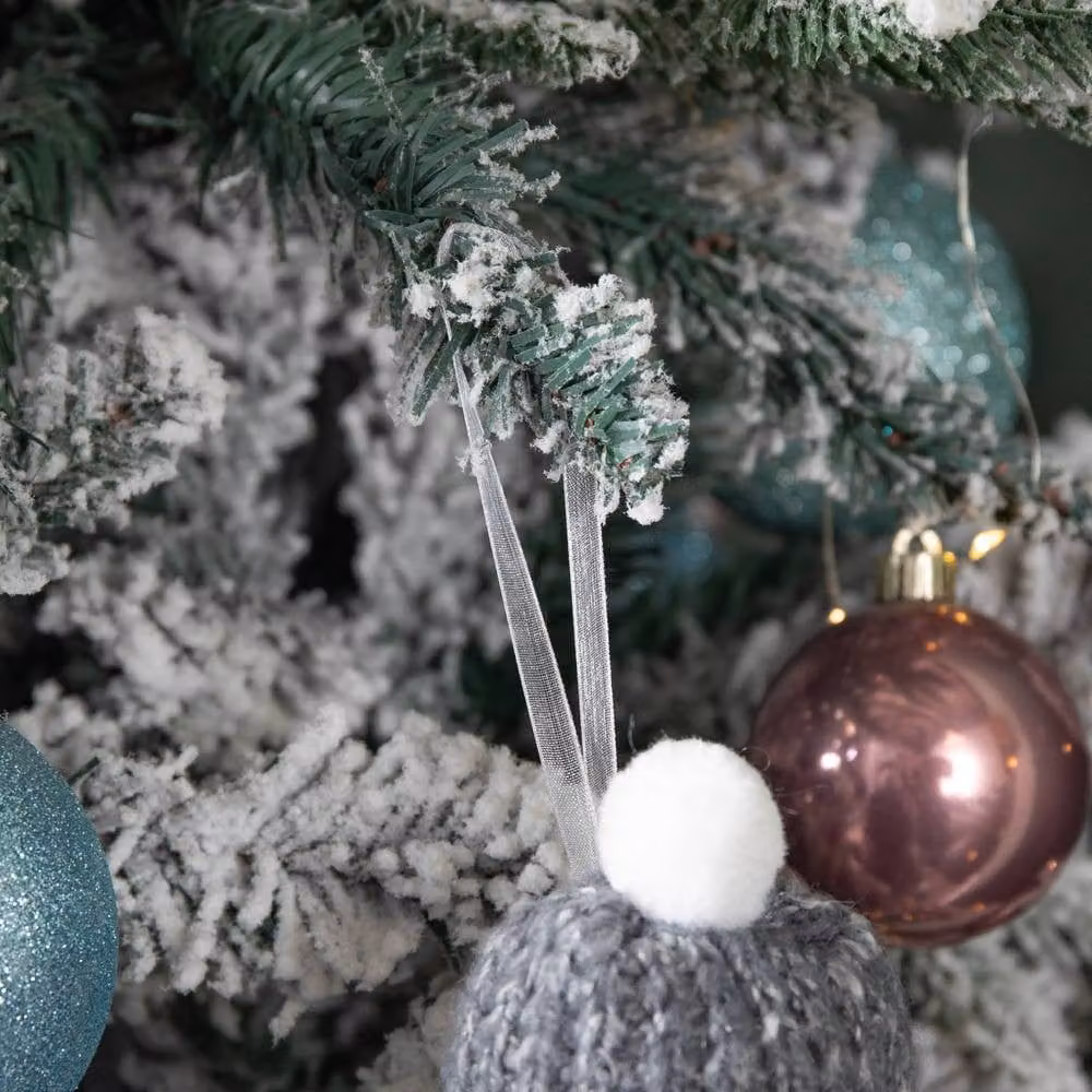 Samuel Alexander Grey Hanging Christmas Gonk Pendant Decoration with Bobble Hat, 16 cm – 2