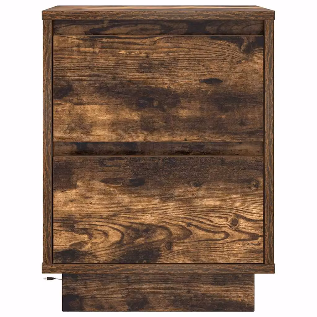 Berkfield Home Bedside Cabinet with Integrated LED Lights in Smoked Oak, W/D/H: 38 x 34 x 50 cm – 5