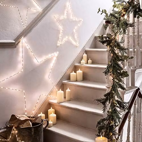 Lights4fun Pre Lit Berry and Pinecone Artificial Christmas Garland Decoration with White Micro LED Fairy Lights, Green and White – 4