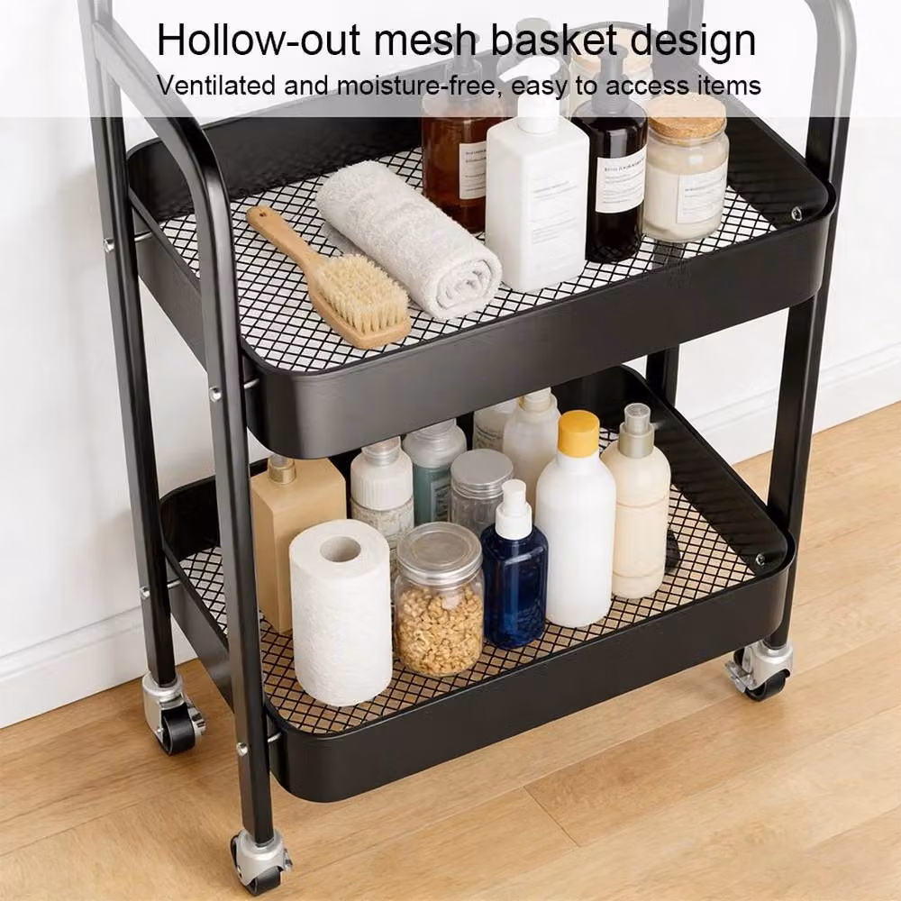 EONLION Black 3 Tier Metal Storage Trolley Cart for Kitchen and Bathroom – 4