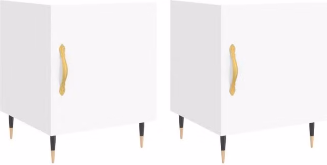 Berkfield Home Set of 2 White Modern Bedside Cabinets, W/D/H: 40 x 40 x 50 cm