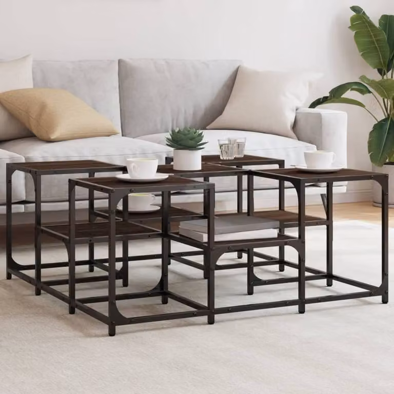Berkfield Home Brown Oak Decorative Square Coffee Table, W/D/H: 91 x 91 x 40 cm