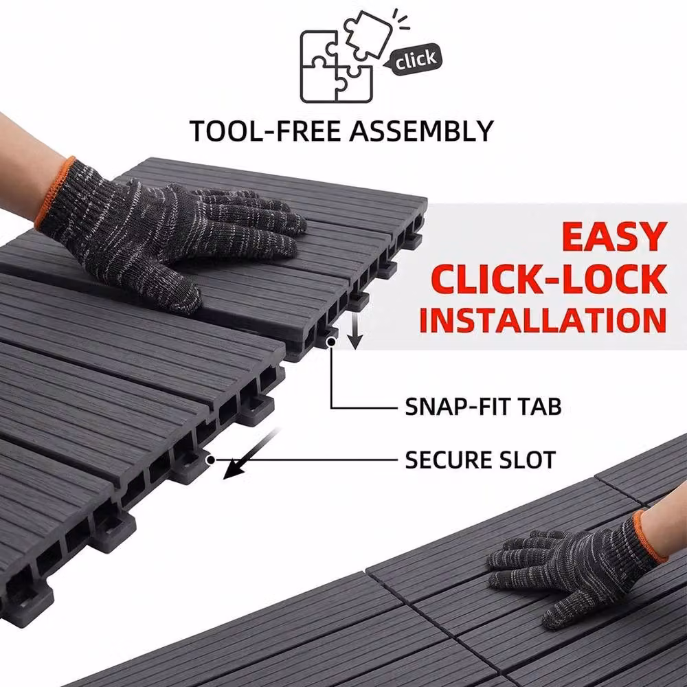 PAWNORA Grey Heavy Duty Anti Slip Deck Tiles, 12 Pack, W/D: 30 x 30 cm – 2