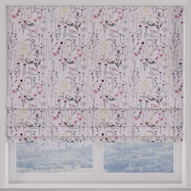 Terrys Wildflowers Made to Measure Blackout Roman Blind in Soft Pink