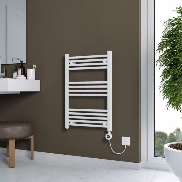 Grace Electric Designer Towel Radiator in White with WiFi and App Control, W/D/H: 50 x 50 x 50 cm