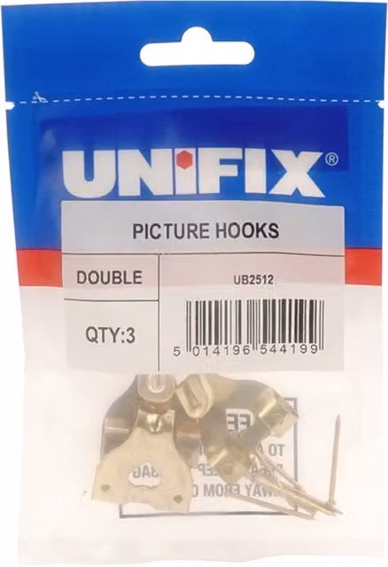 Unifix Double Picture Wall Hooks in Gold (Box of 15) – 1