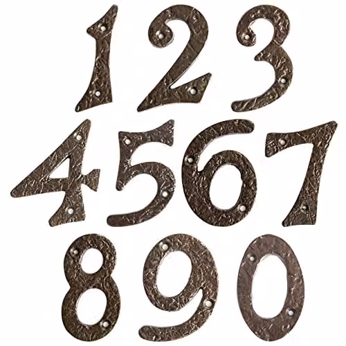 Hammer and Tongs Rustic Iron Numeral Set 0-9 in Grey, Height: 9 cm – 2