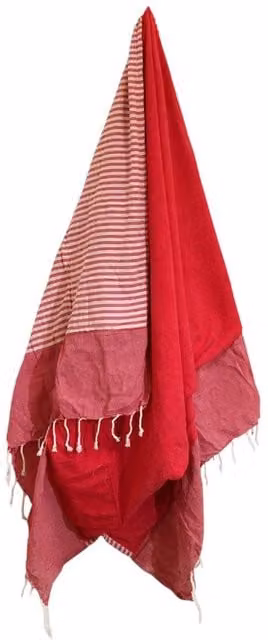 Four Candle Hot Pink Striped Cotton Pareo Beach Towel with Velcro Pocket W/D/H: 180 x 100 cm