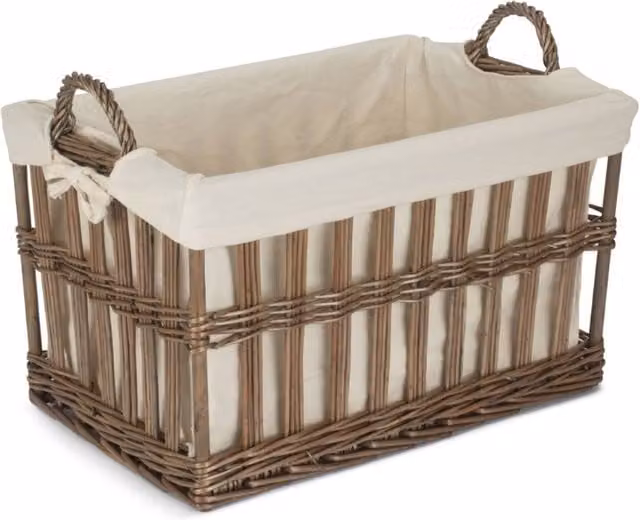 Red Hamper Malmo Openwork Wicker Laundry Basket with Removable Cotton Lining in Brown, Width: 40 cm