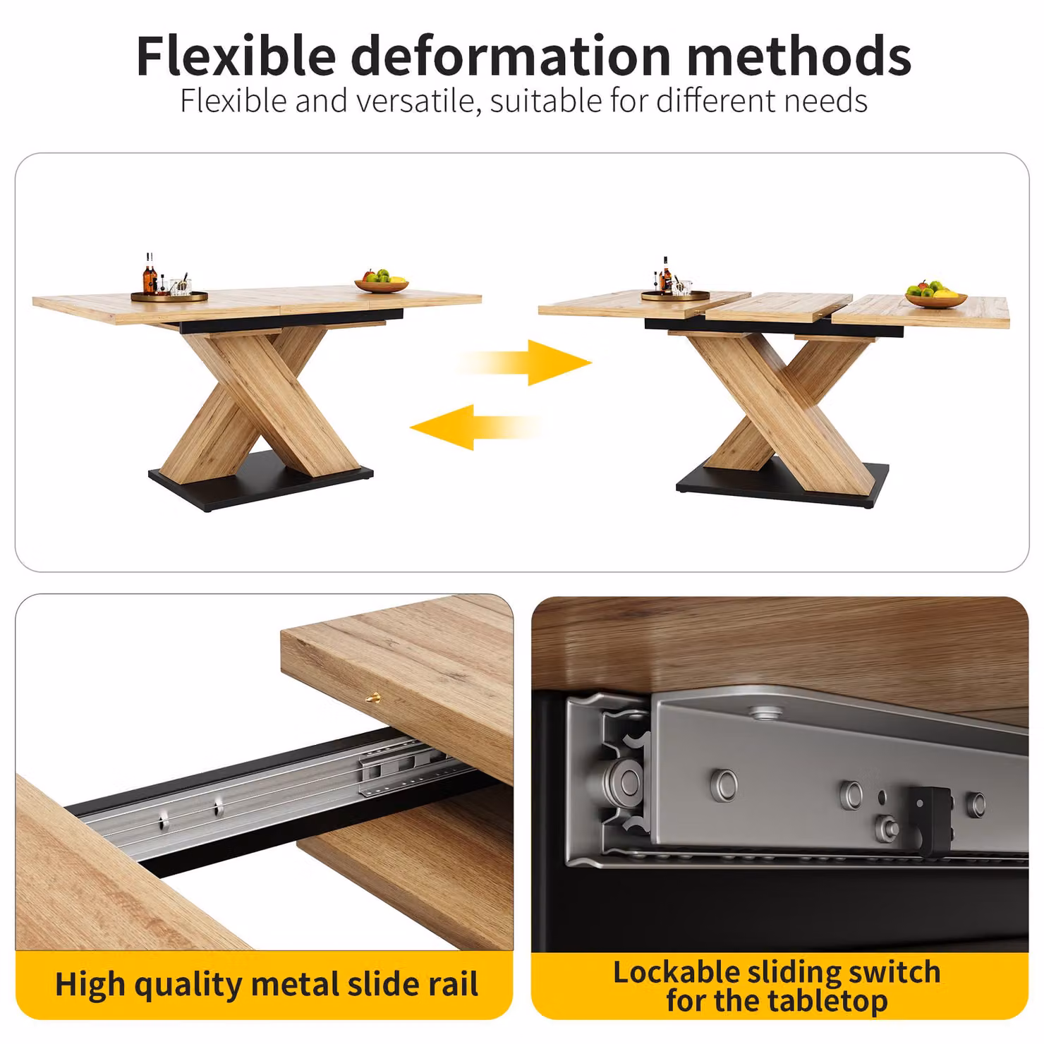 Aosom UK Extendable Rectangular Dining Table in Brown MDF with Adjustable Feet, W/D/H: 119 x 80 x 75 cm – 4