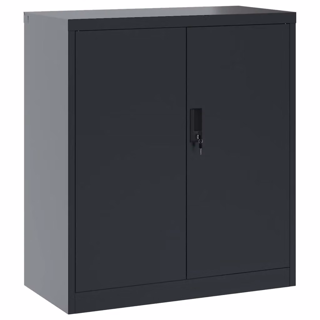 Berkfield Home Anthracite Steel File Cabinet with Hinged Doors and Lock, W/D/H: 79 x 40 x 90 cm – 2