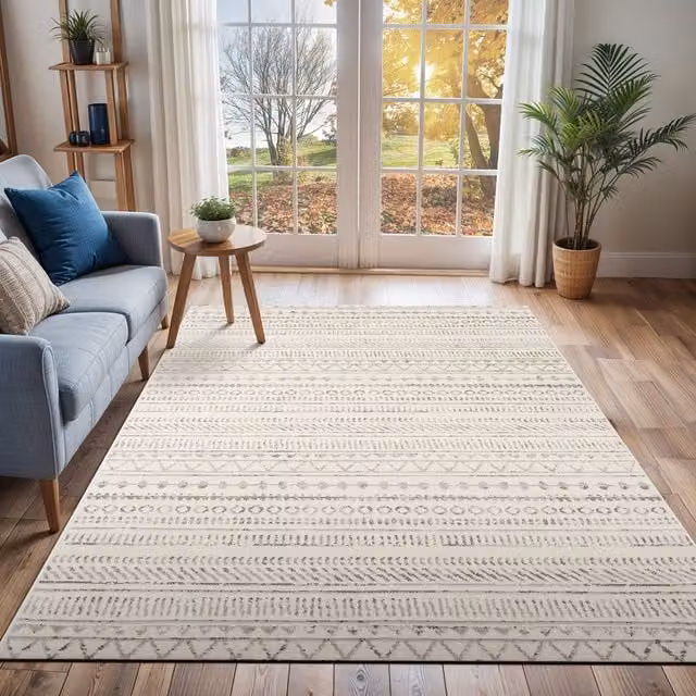 Livabliss Pisa Geometric Rug in Grey and White, W: 200 cm, D: 275 cm