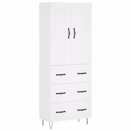 vidaXL Modern White Highboard with Hinged Doors and Internal Shelves, W/D/H: 69.5 x 34 x 180 cm – 1