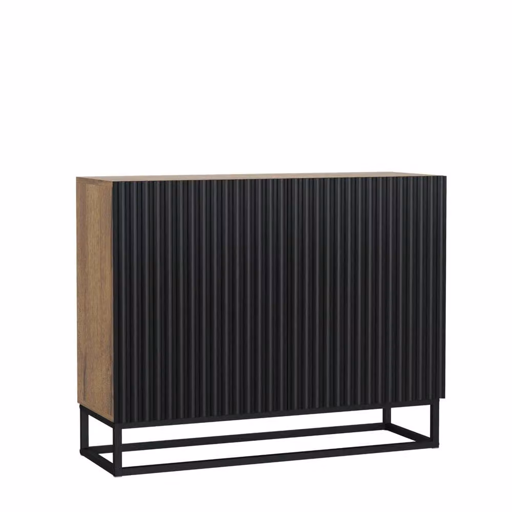 FORGEVIO Modern Black Wood and Metal TV Unit Sideboard Cabinet – 2