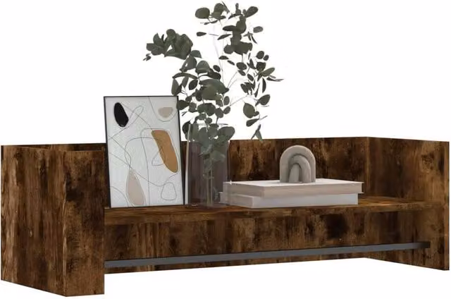 Berkfield Home Wall Mounted Smoked Oak Shelf in Brown, W/D/H: 100 x 35 x 30.5 cm – 1