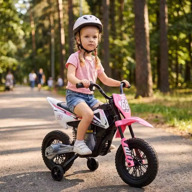 AIYAPLAY Electric Ride on Motorcycle with Light and Sound, Pink