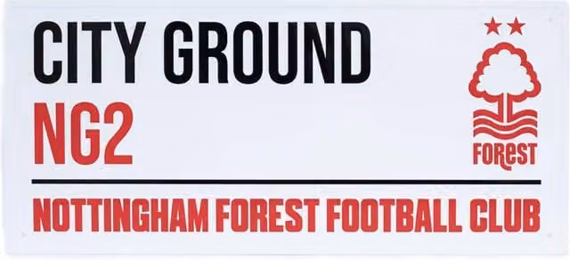 Nottingham Forest FC City Ground Metal Hanging Street Sign in White – 1
